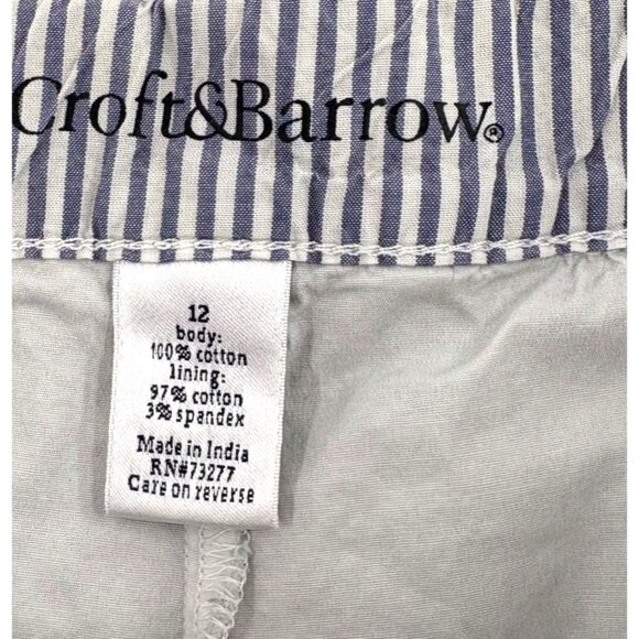 Croft & Barrow Women's Skort size 12 Patchwork Seersucker blue white Classic Fit - Picture 2 of 6